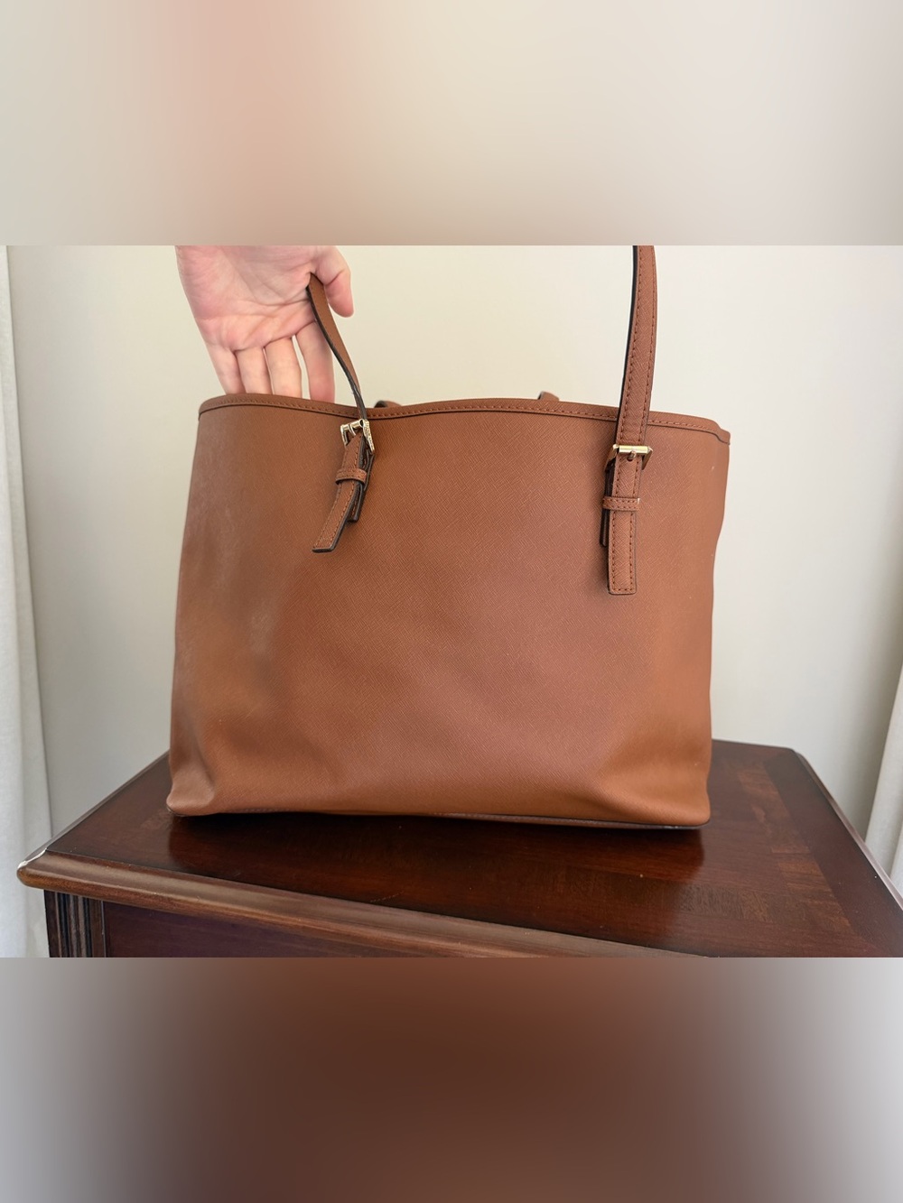 Michael Kors Large Cognac Leather Tote - Picture 4 of 9